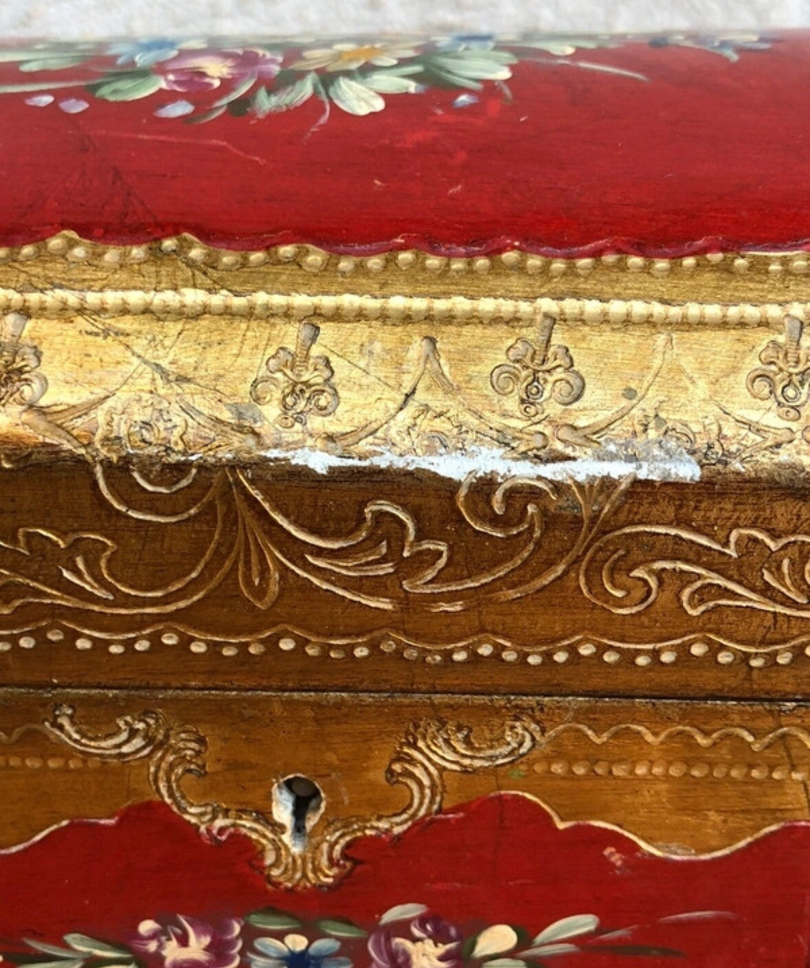 Scatola Portagioie Vintage In Legno Stile Fiorentino