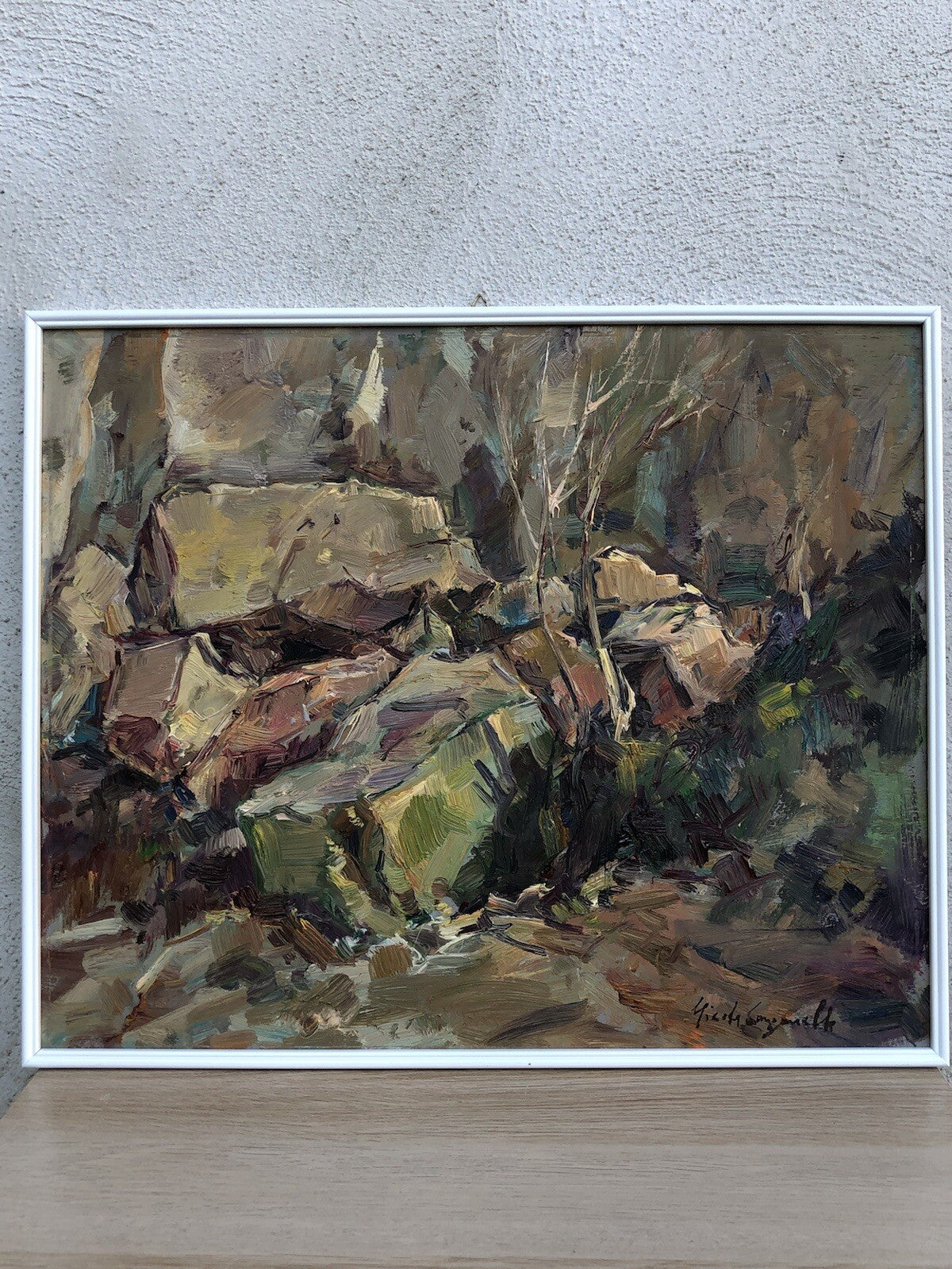 Quadro vintage -Paesaggio Montuoso- dipinto a olio su tavoletta