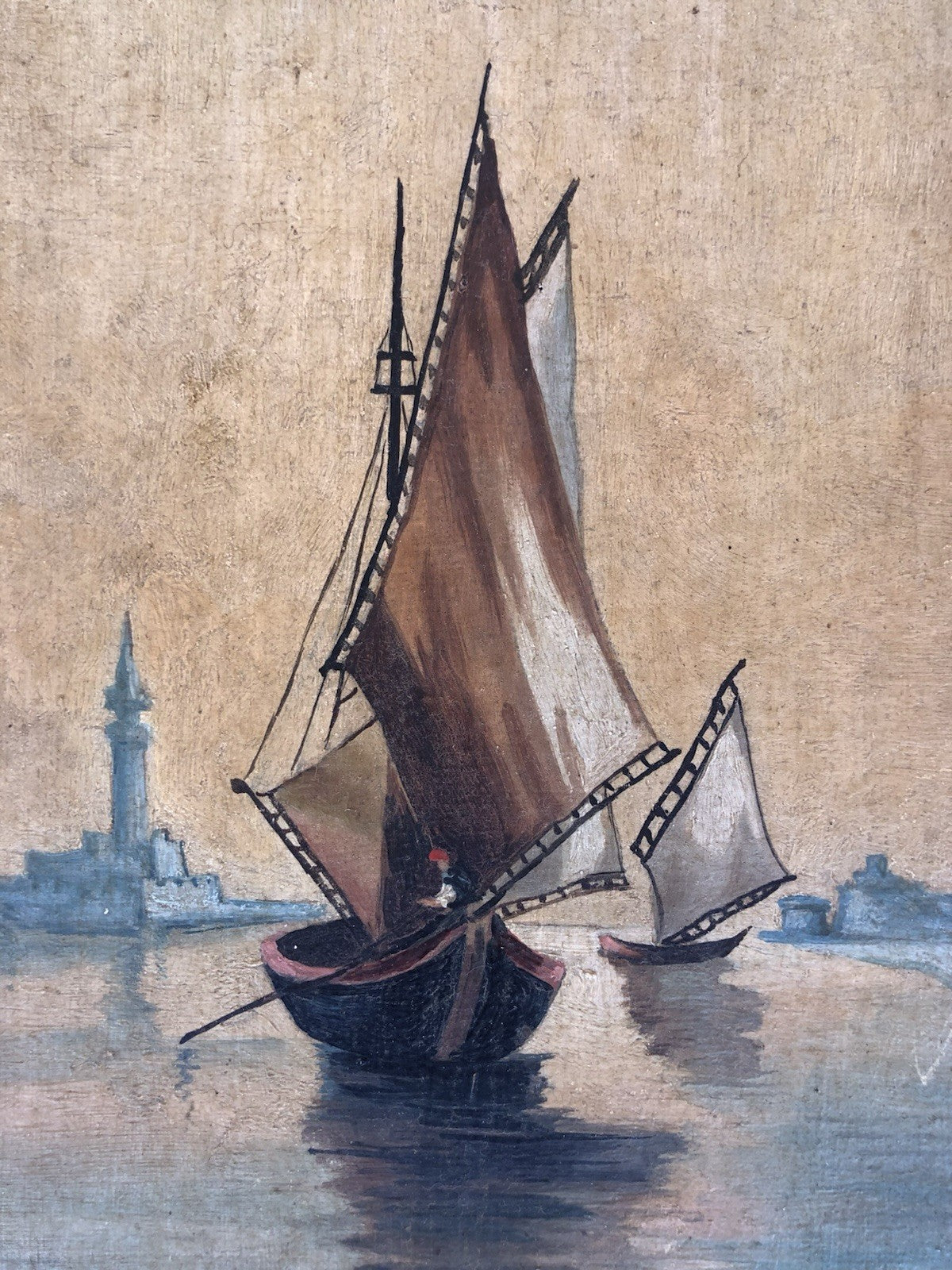 Quadro antico -Marina Di Venezia- dipinto a olio