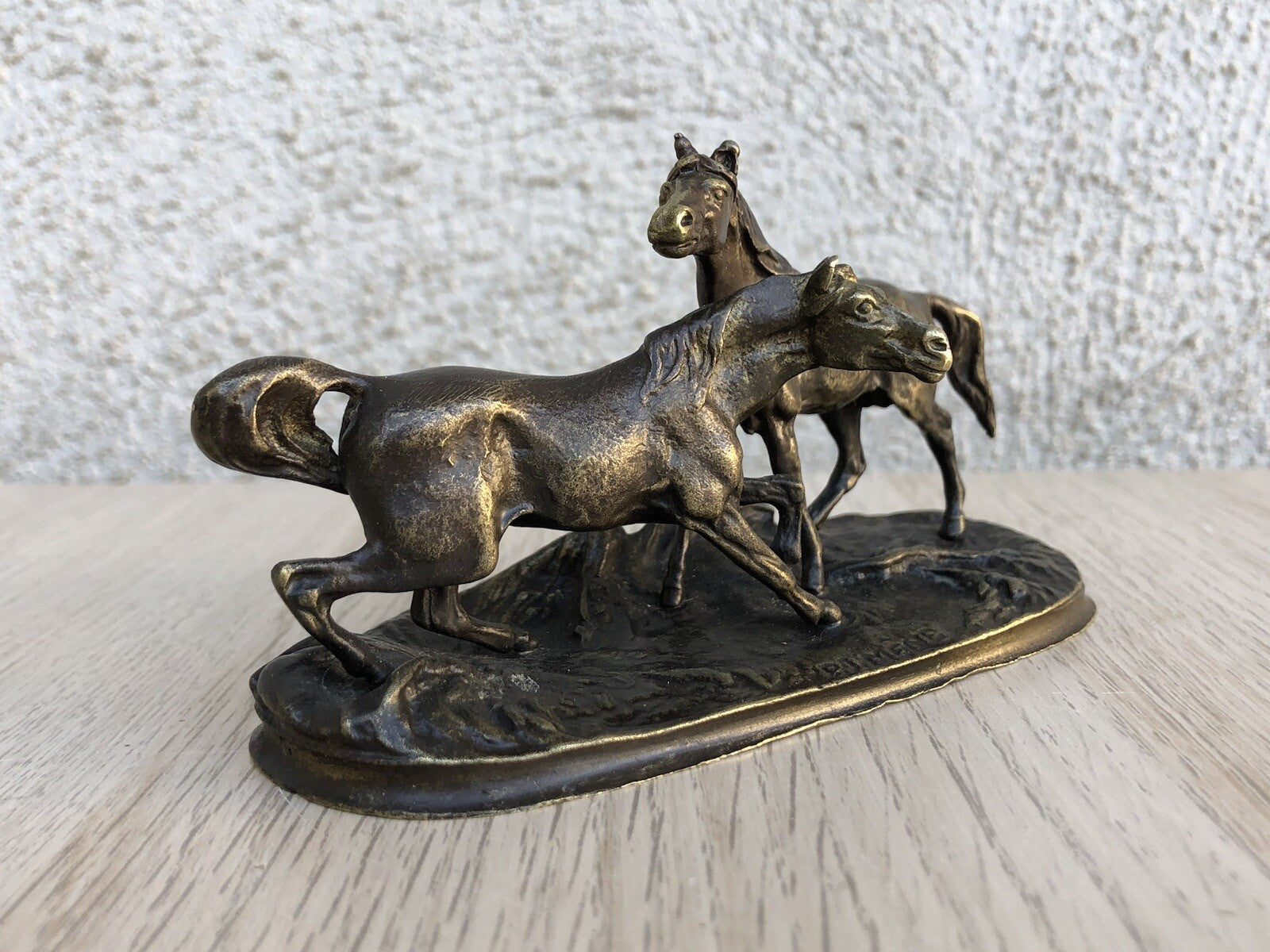 Scultura Vintage Francese -Cavalli- In Bronzo P.J.Méne