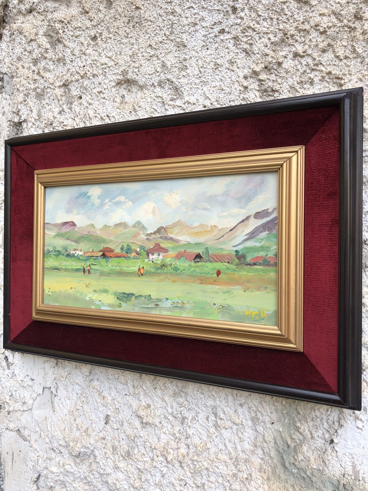 Quadro vintage -Paesaggio Alpino- dipinto a olio su tavoletta