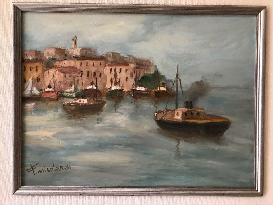 Quadro -Marina-Francesco nicolardi 1910-1970 dipinto a olio su masonite