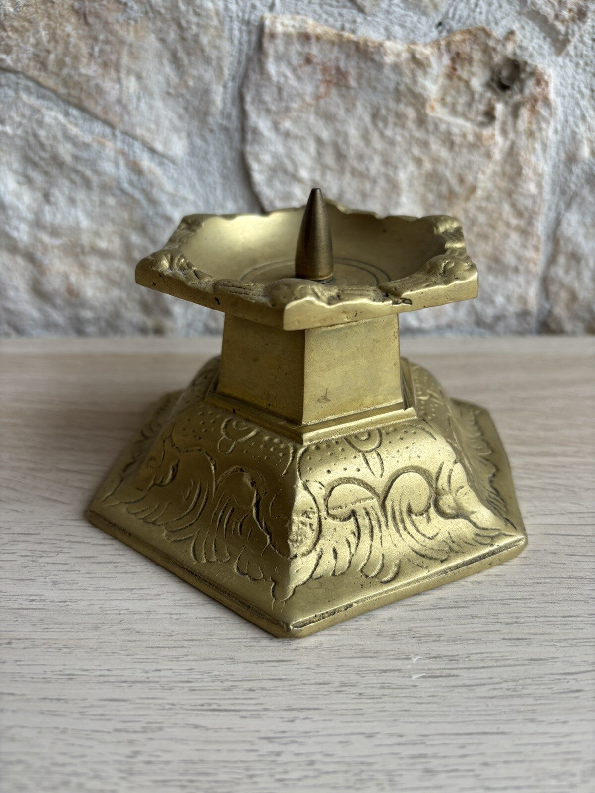 Candelabro Portacandele Vintage In Ottone