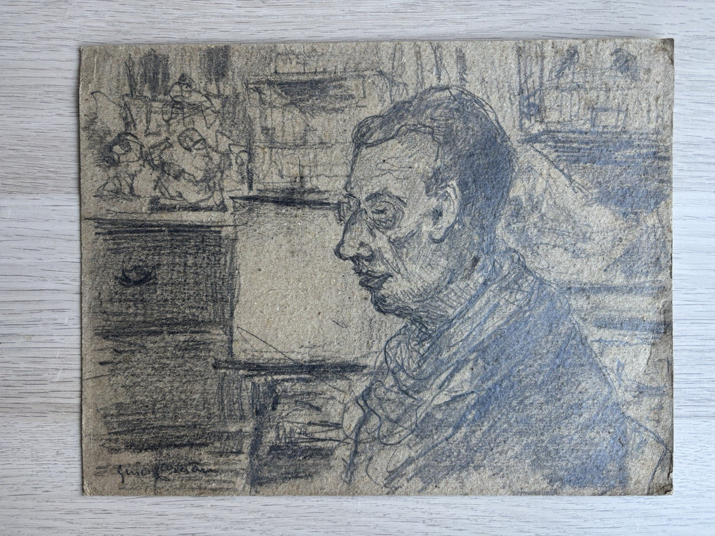 Quadro -Figura Di Uomo- Guido Casciaro disegno a matita su cartoncino