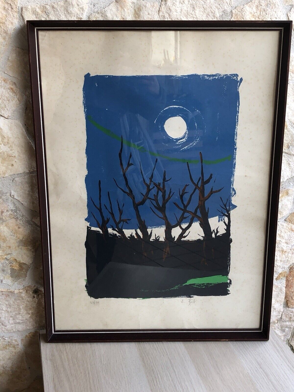 Quadro vintage -Paesaggio- Serigrafia Antonio Bertè