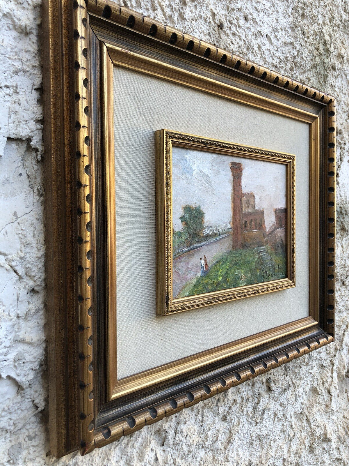 Quadro vintage -Parco Della Cittadella, Pisa- dipinto a olio su tavoletta