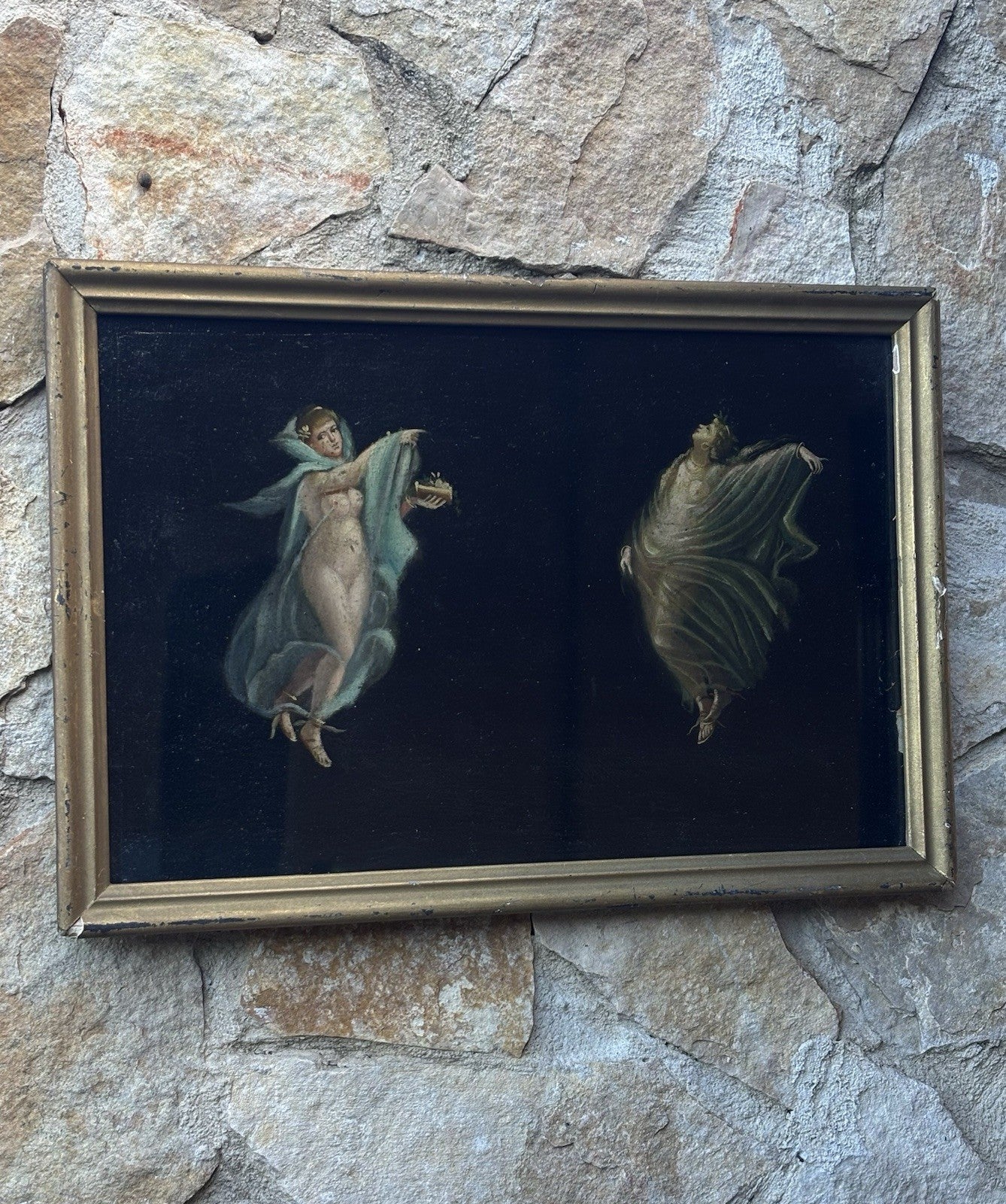 Quadro antico -Figure- stile pompeiano dipinto a olio