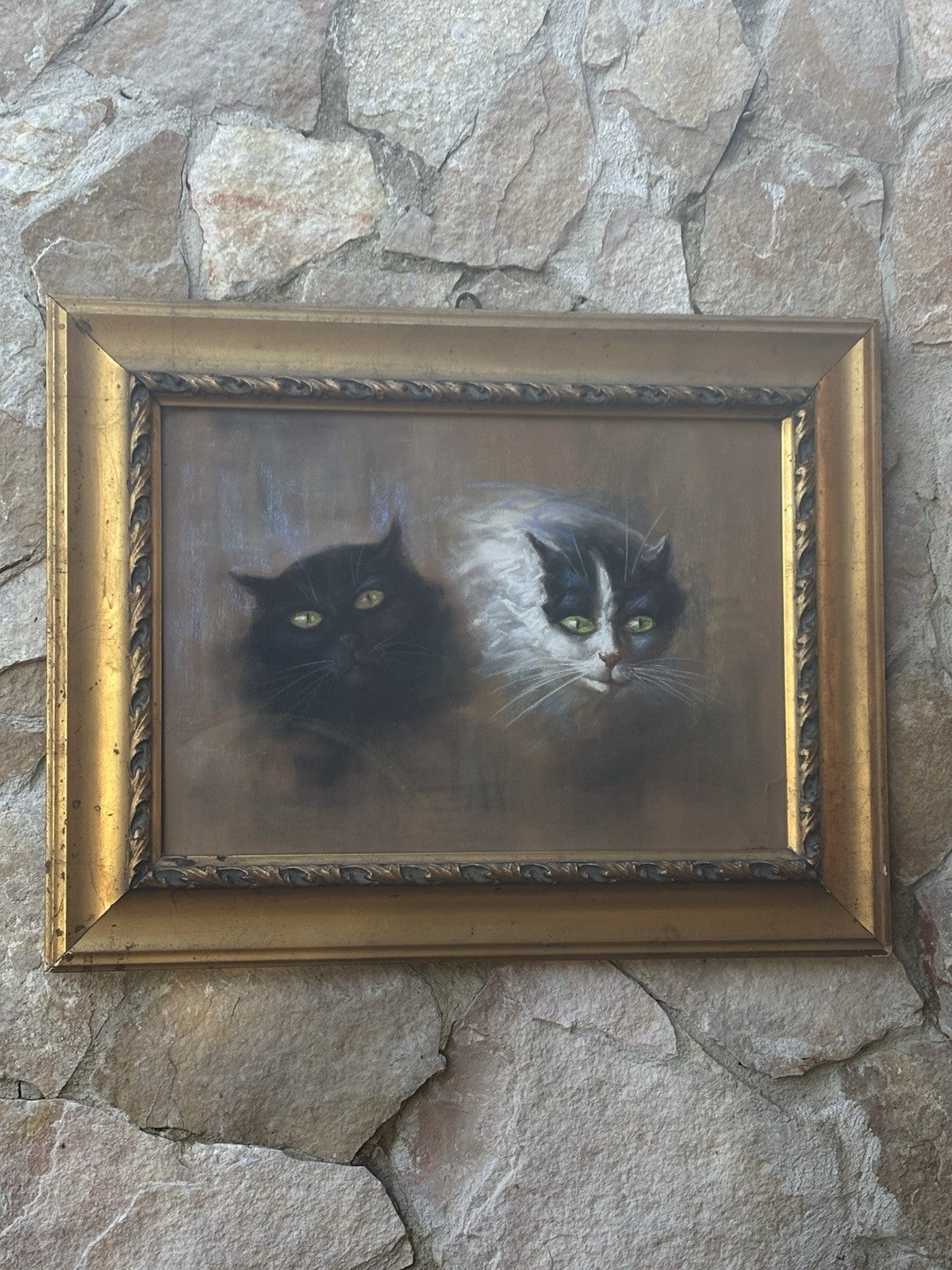 Quadro antico -Gatti- Marino Lenci? realizzato a pastello su carta