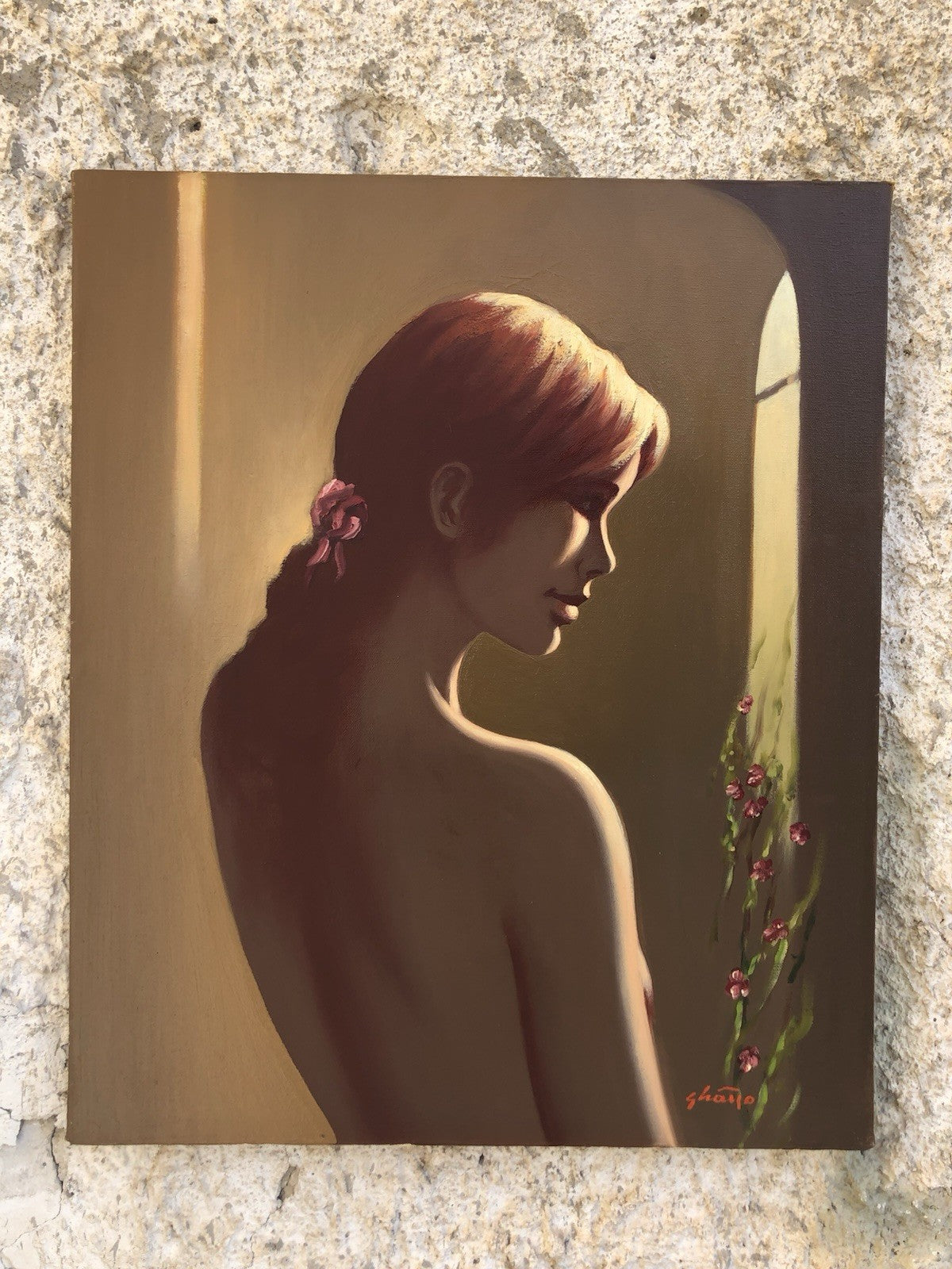 Quadro -Profilo Di Donna- dipinto a olio su tela