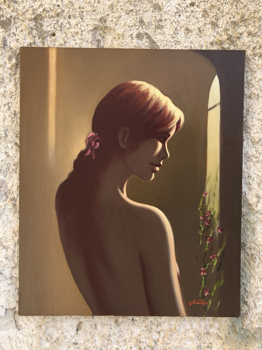 Quadro -Profilo Di Donna- dipinto a olio su tela