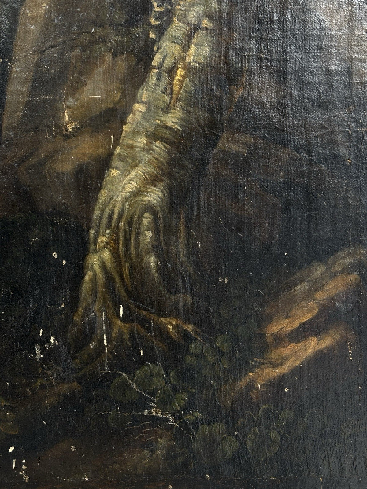 Quadro antico -Paesaggio Con Alberi- dipinto a olio su tavola