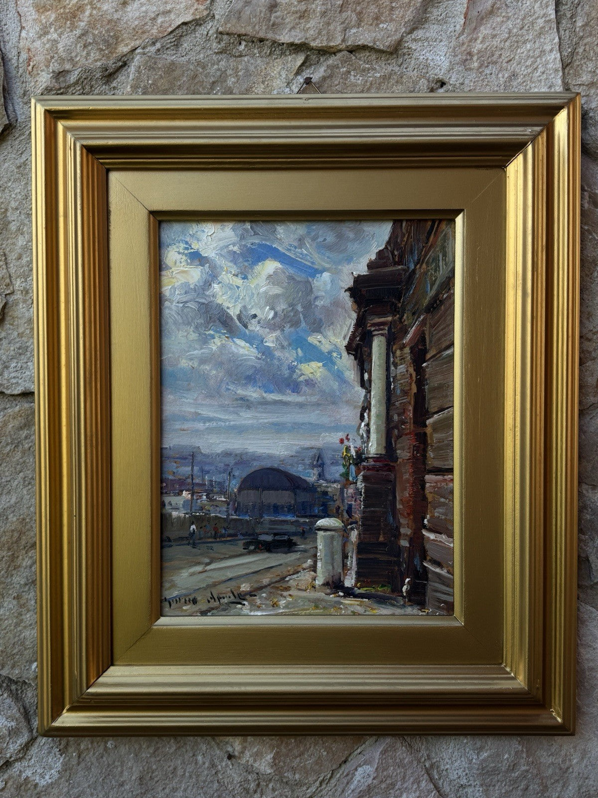 Quadro -Strada Di Città- Enrico Aprile dipinto a olio