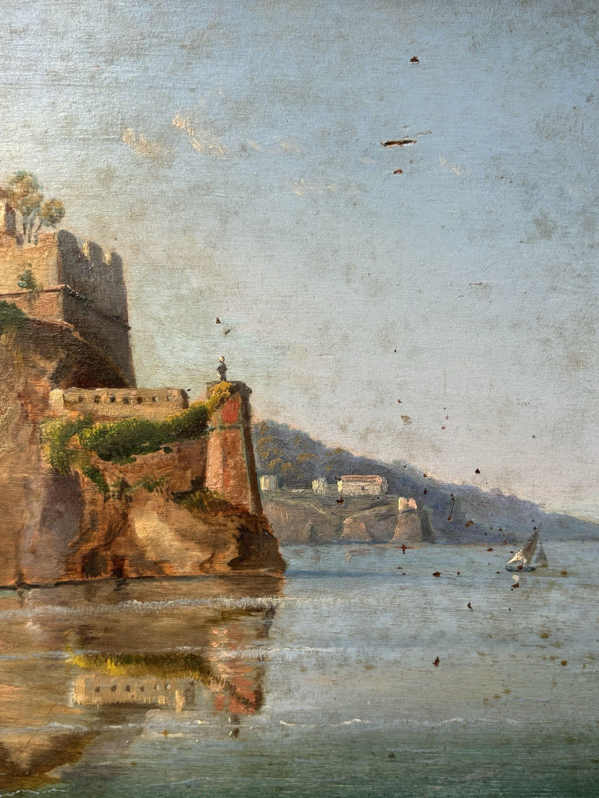 Quadro antico - Paesaggio Con Marina- dipinto a olio su tavola