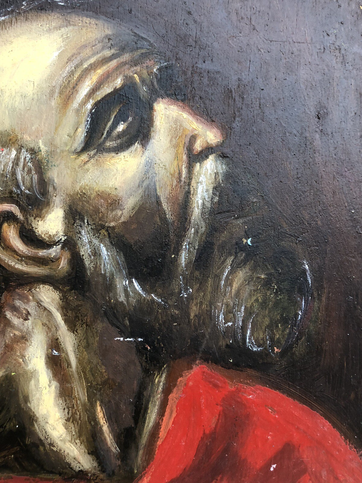 Quadro Vintage- Figura Santo- Dipinto A Olio Su Tavola