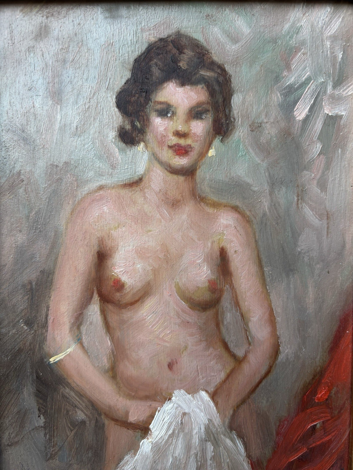 Quadro -Mezzo Nudo- dipinto a olio su tavoletta