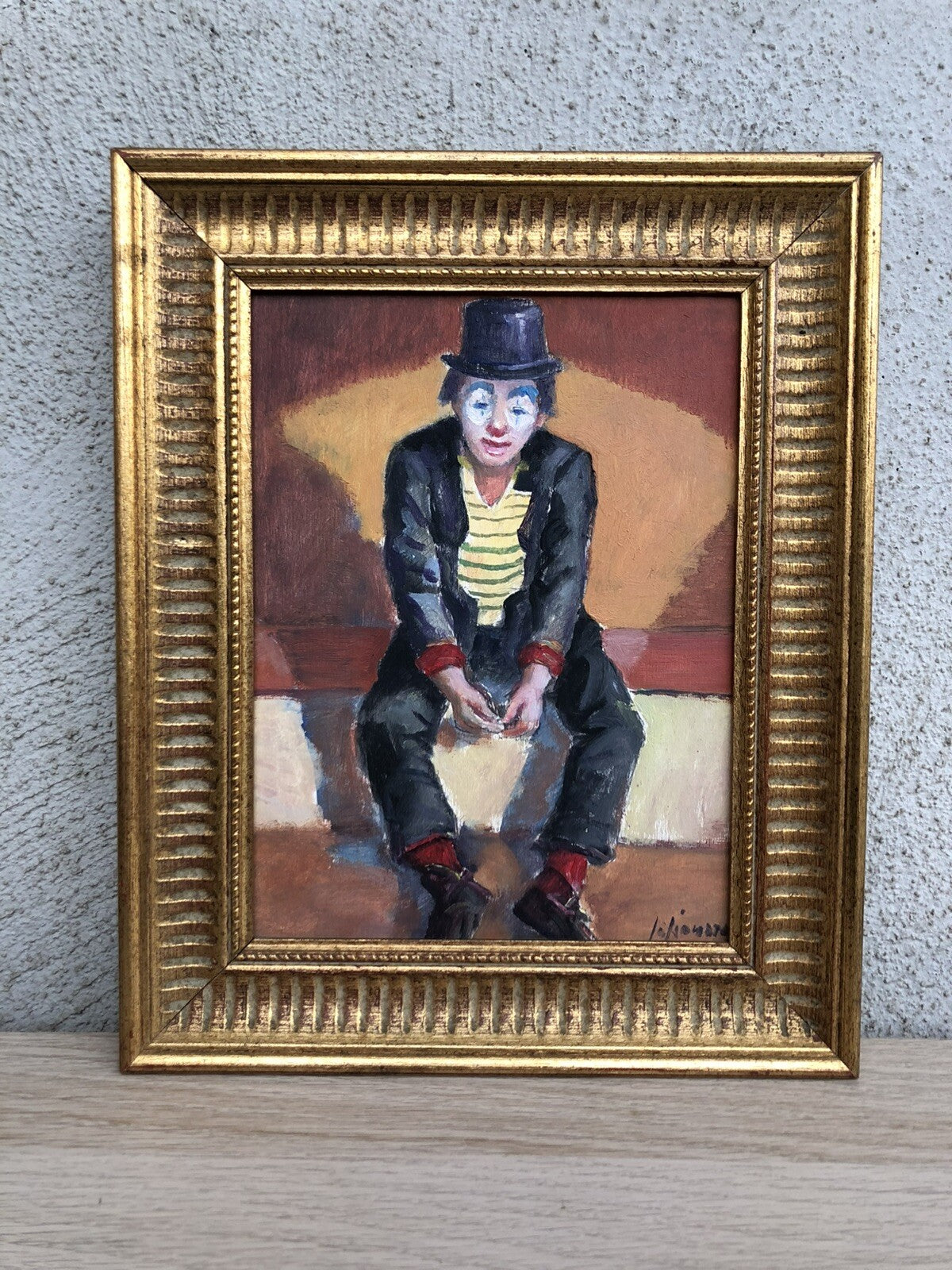 Quadro -Clown- dipinto a olio su tavoletta