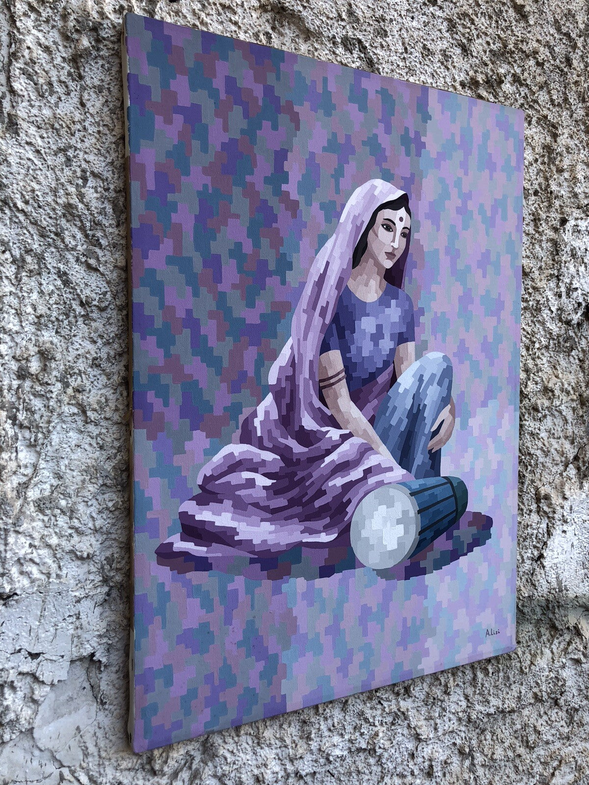 Quadro vintage-Donna Indiana- dipinto su tela