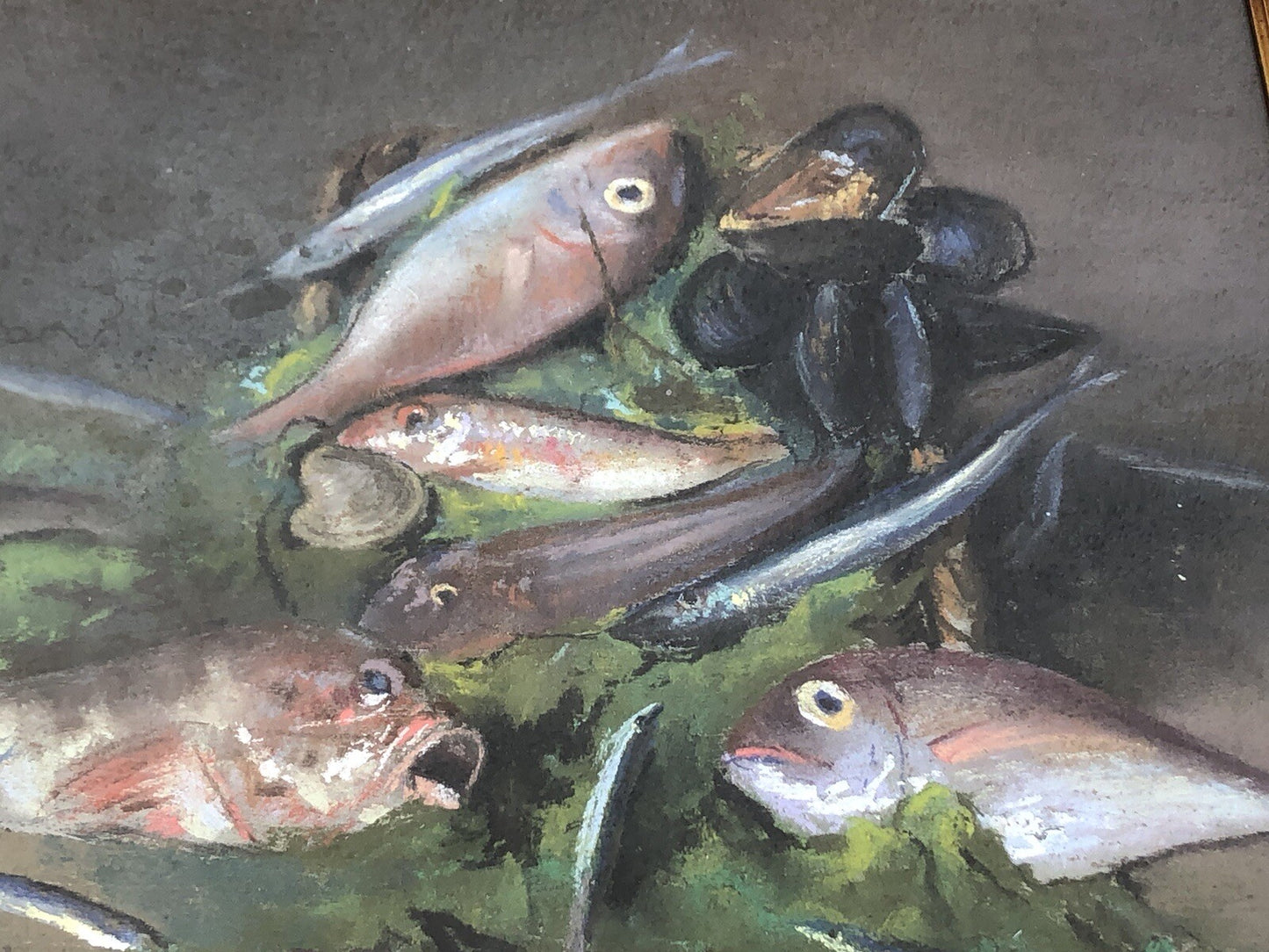 Quadro antico -Natura Morta- dipinto a pastello su tavoletta