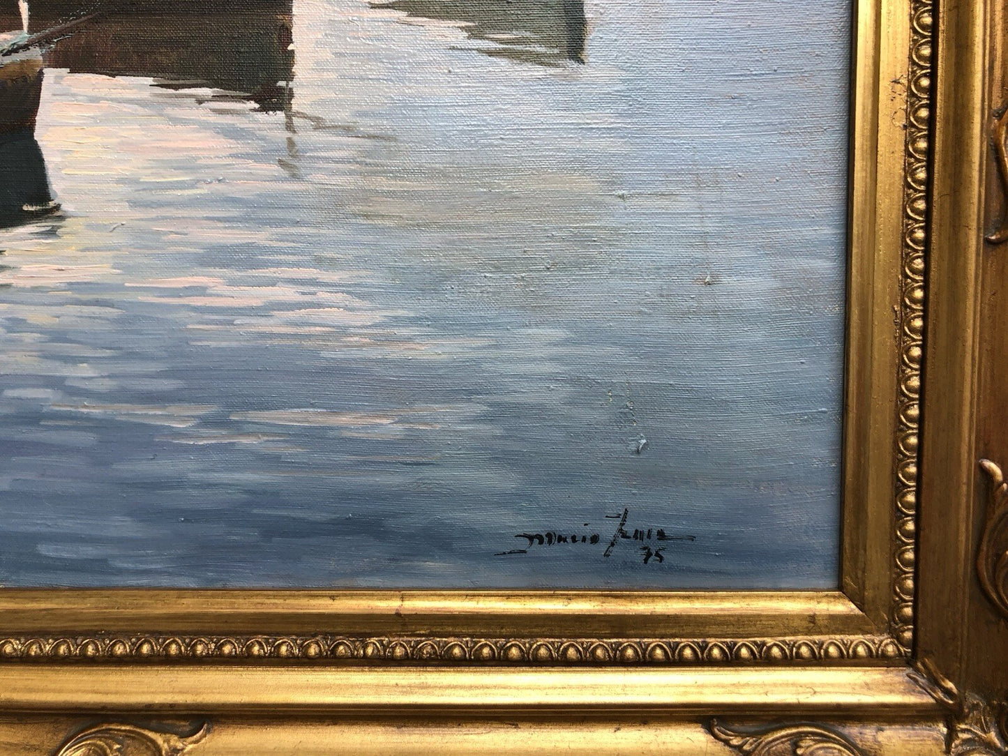Quadro -Marina Di Procida Al Tramonto- dipinto a olio su tela