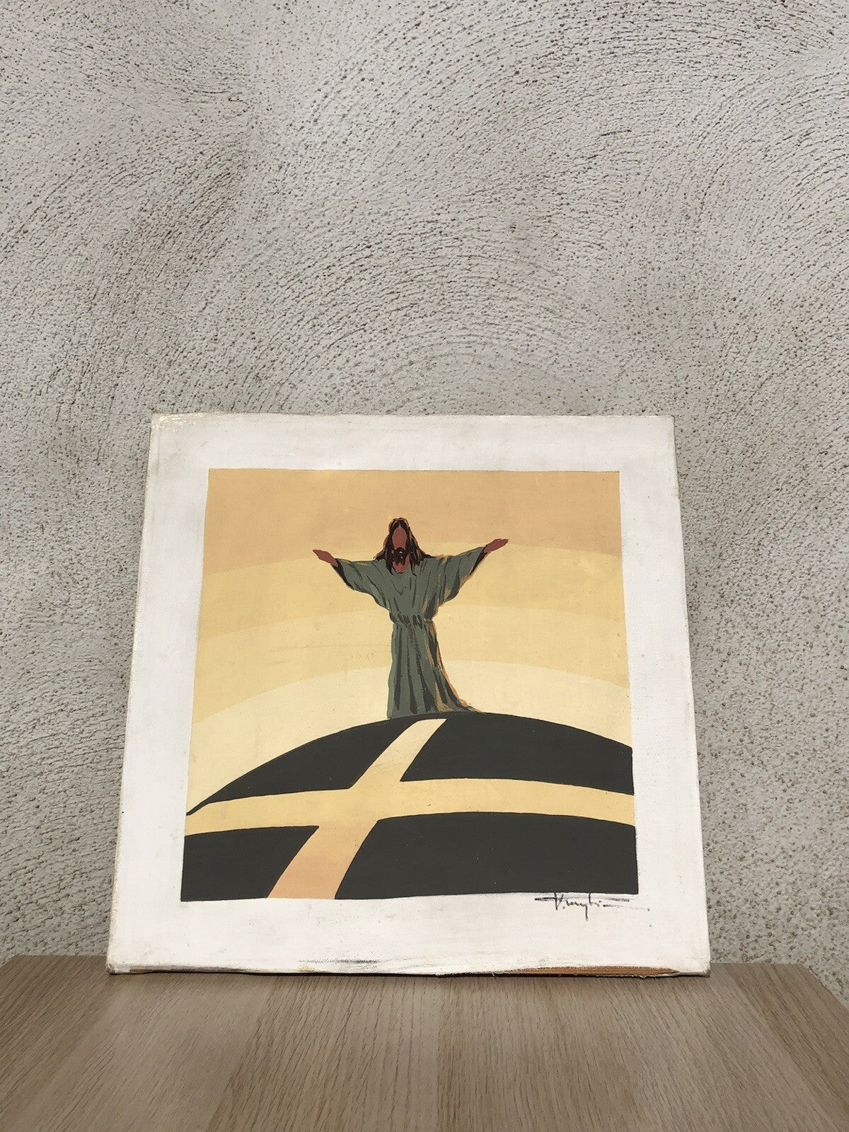 Quadro vintage -Immagine Sacra- dipinto ad acrilico su tela
