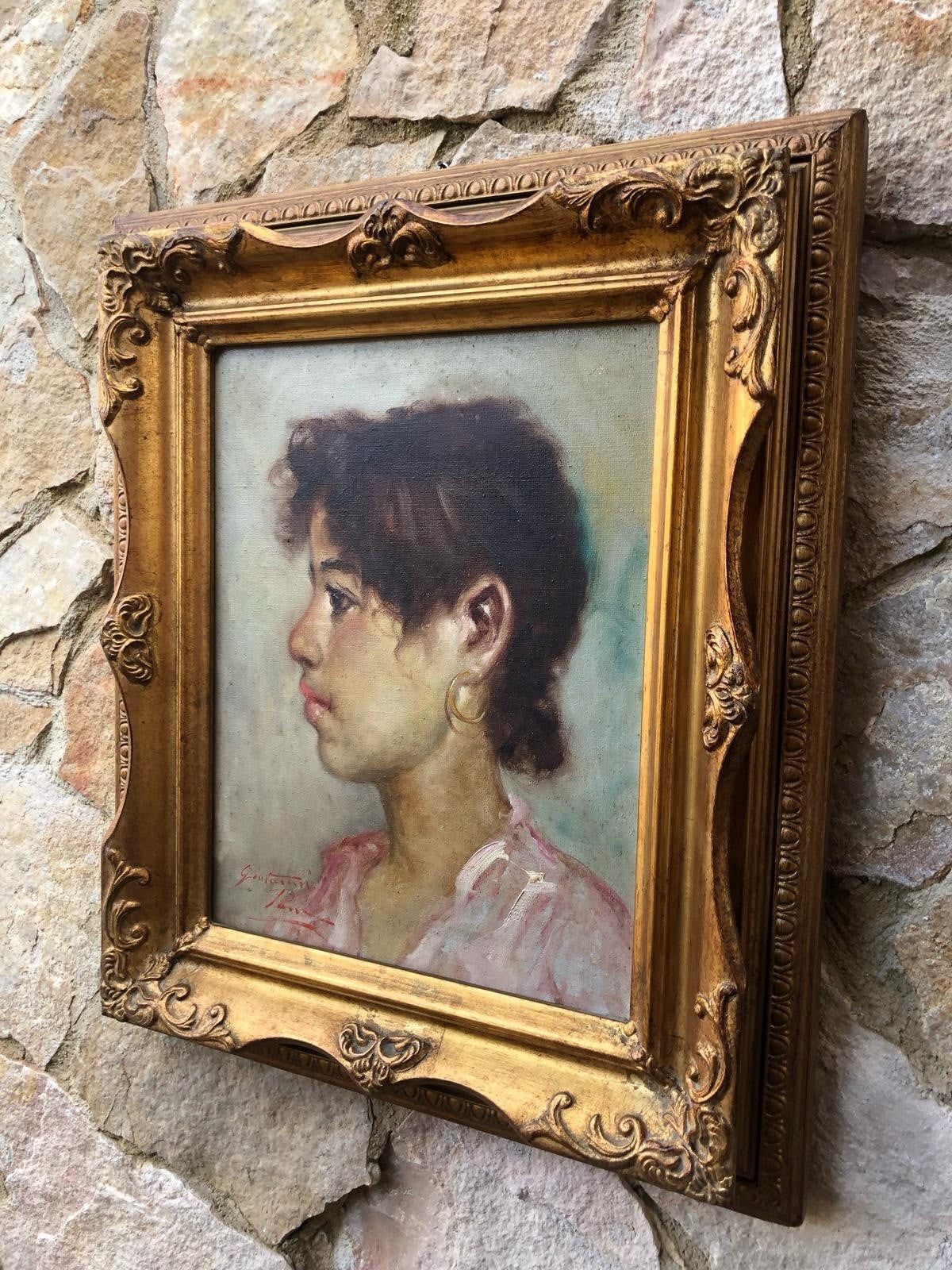 Quadro -Profilo Di Donna- Giovanni Pane dipinto a olio su tela