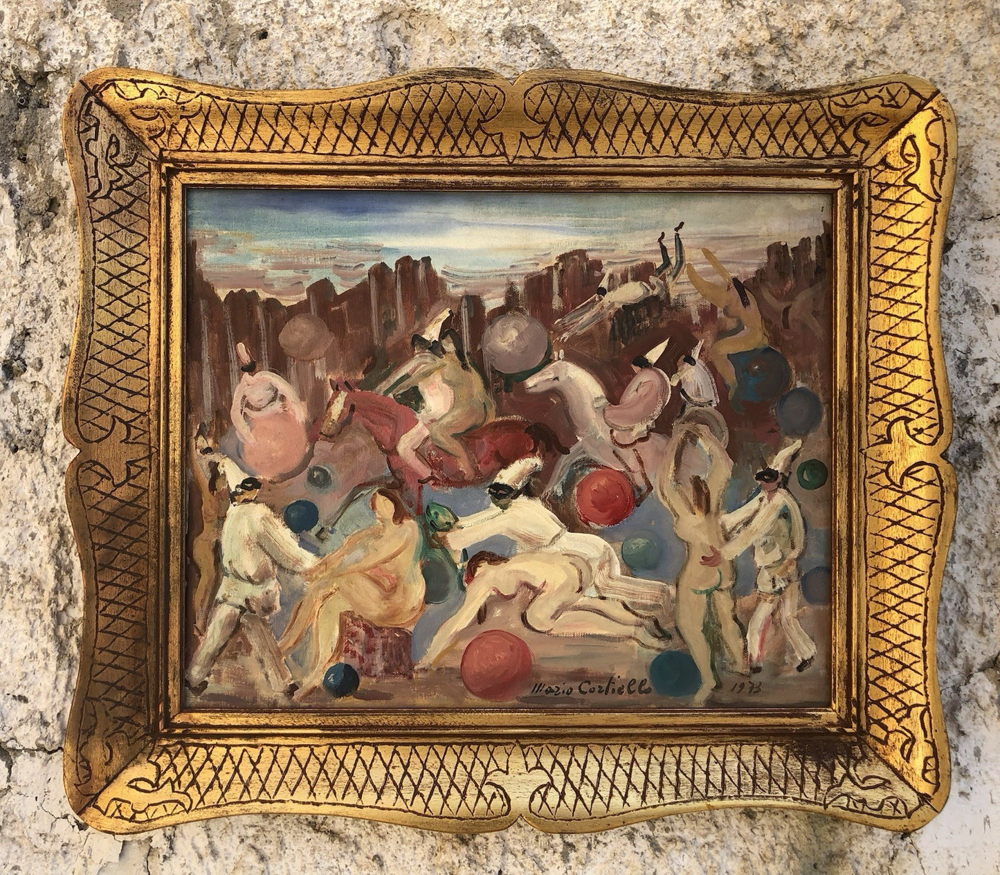 Quadro -Pulcinella- Mario Cortiello dipinto a olio su tela