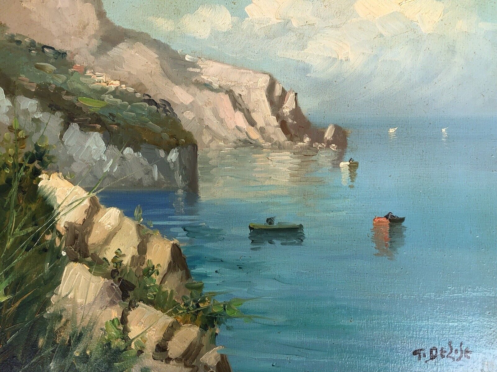Quadro vintage -Costa Calabra- dipinto a olio su tavoletta