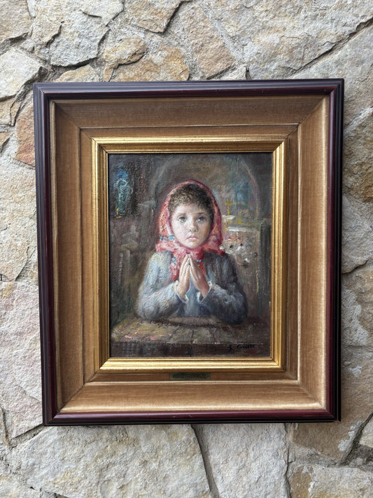 Quadro -Fanciulla In Preghiera- Salvatore Ciaurro- dipinto a olio