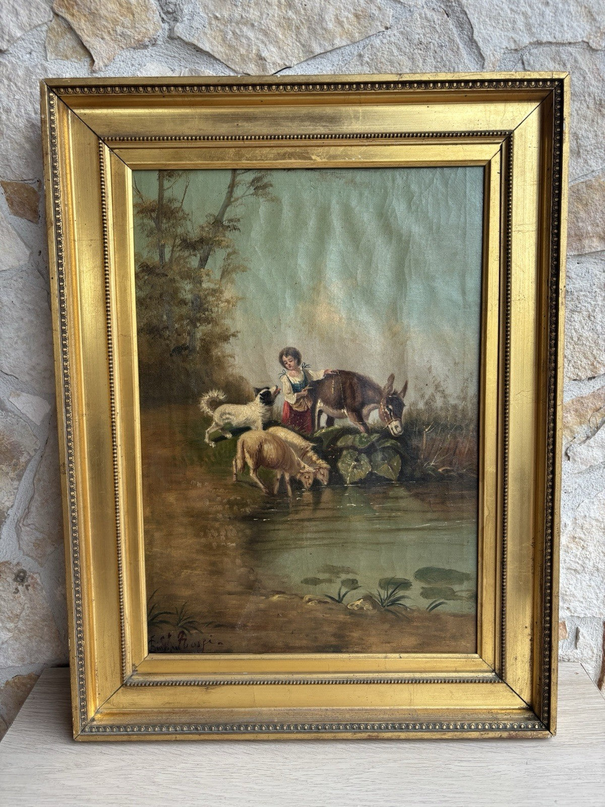 Quadro antico -Paesaggio Bucolico- dipinto a olio su tela