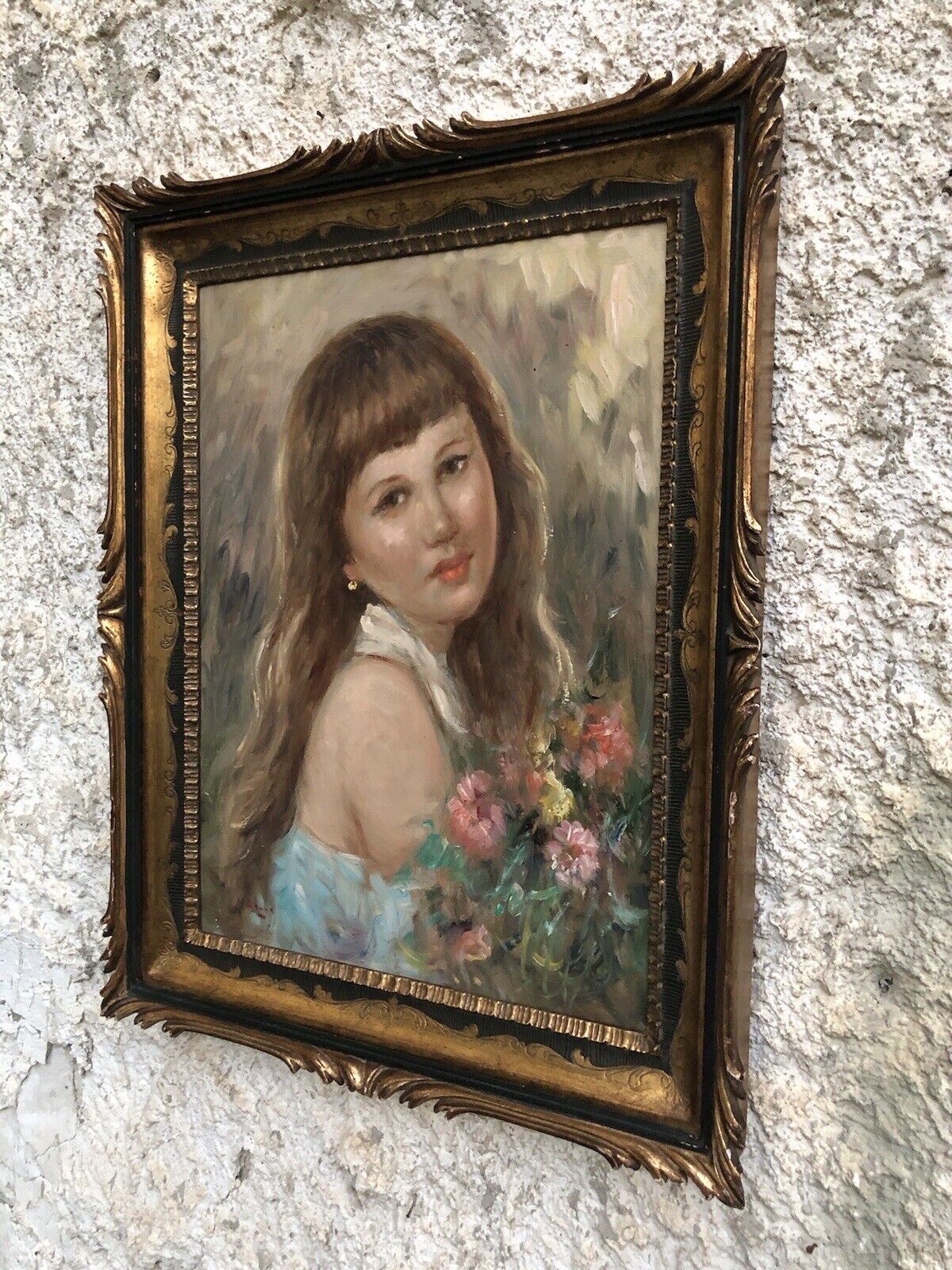 Quadro vintage -Fanciulla- dipinto a olio su tavoletta