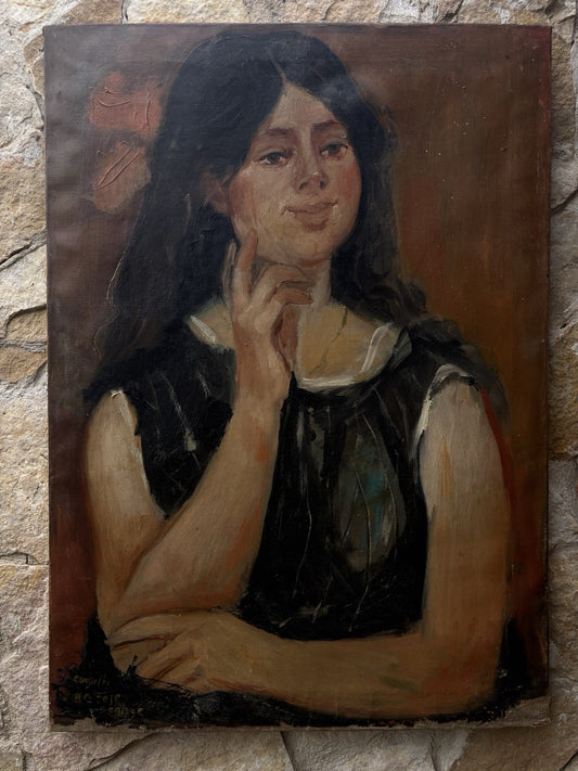 Quadro -Figura Di Donna- Augusto Orange De Rose dipinto a olio su tela