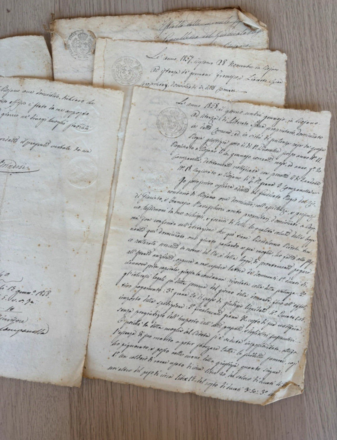 Manoscritti Antichi, Documenti 1800 Con Timbri Del Regno Delle Due Sicilie