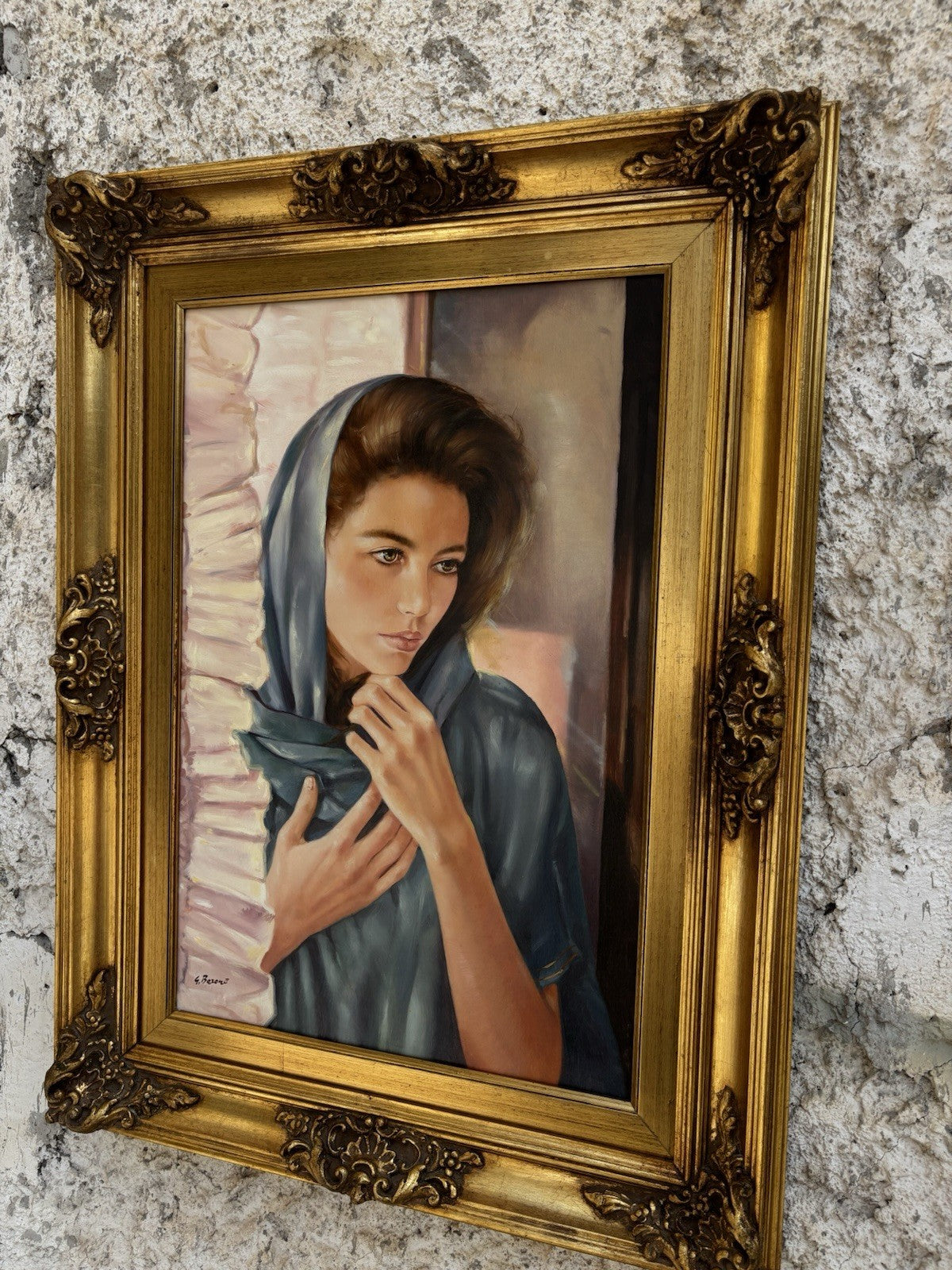 Quadro -Volto Femminile- Gigi Barone dipinto a olio su tela