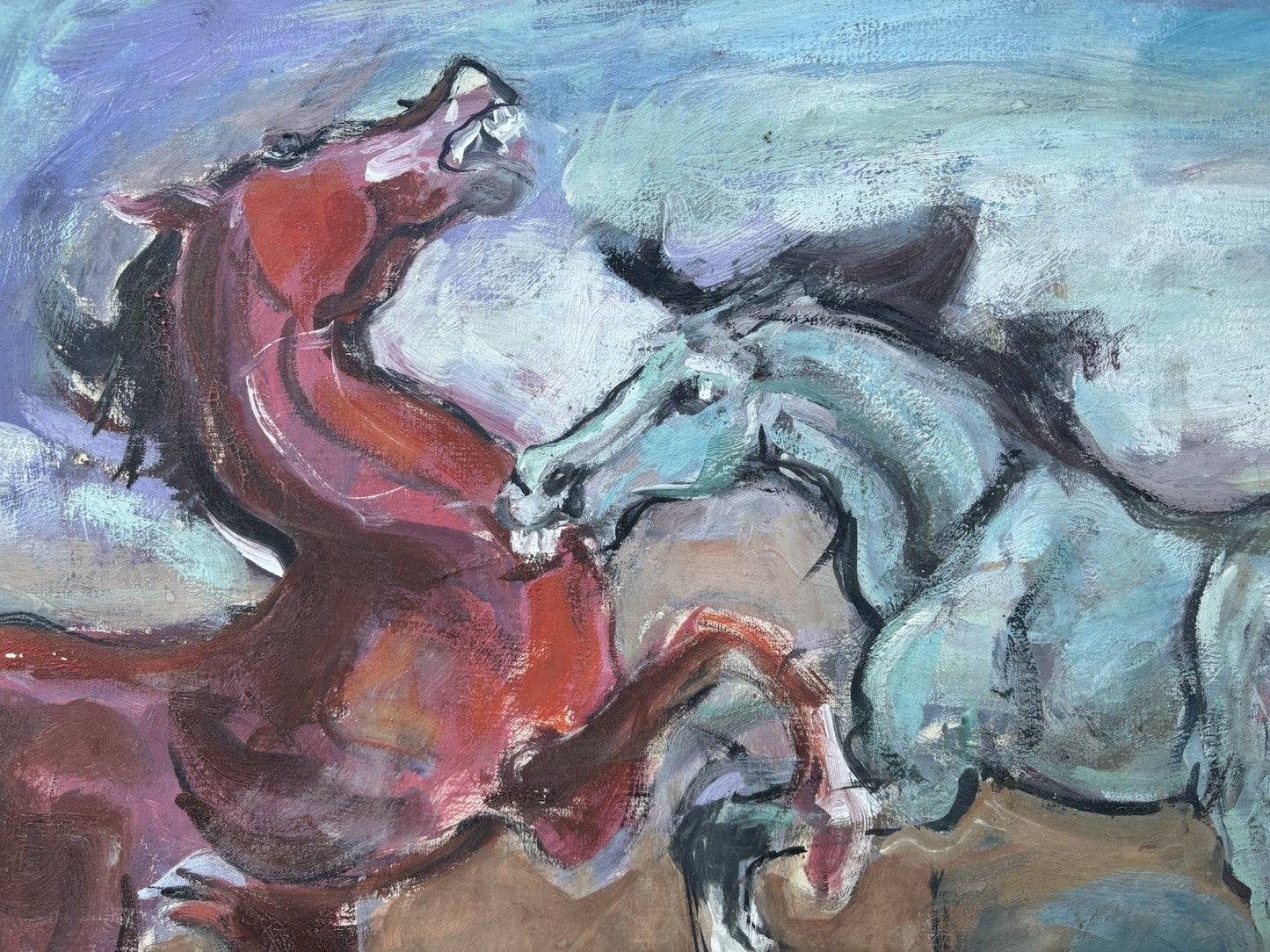 Quadro -Cavalli- Ferruccio Torraca- dipinto a olio su tela