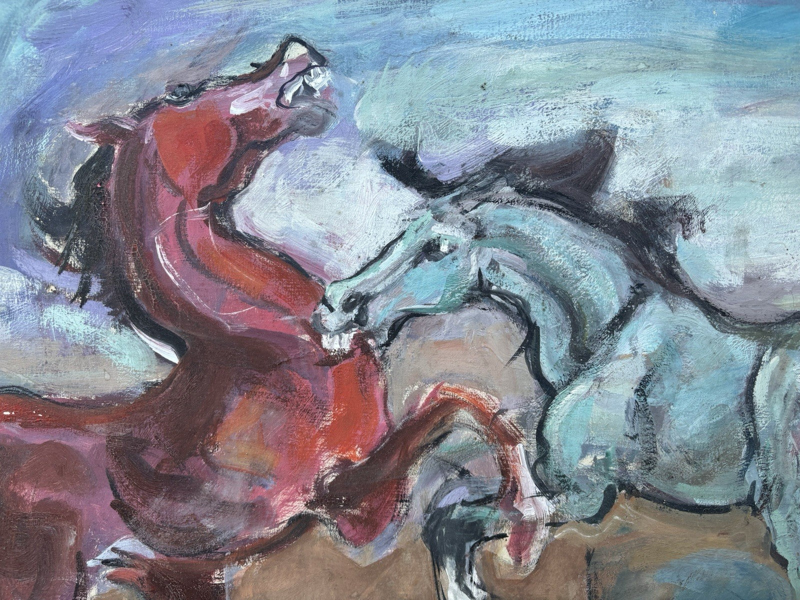 Quadro -Cavalli- Ferruccio Torraca- dipinto a olio su tela