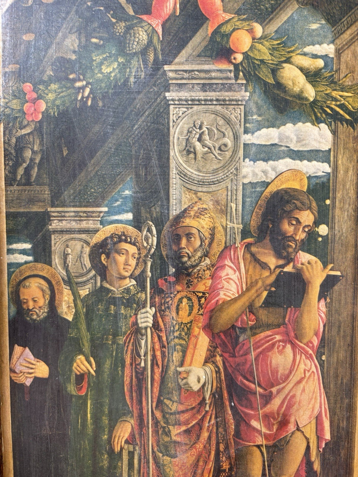 Grande Icona Religiosa Vintage In Legno Fiorentino