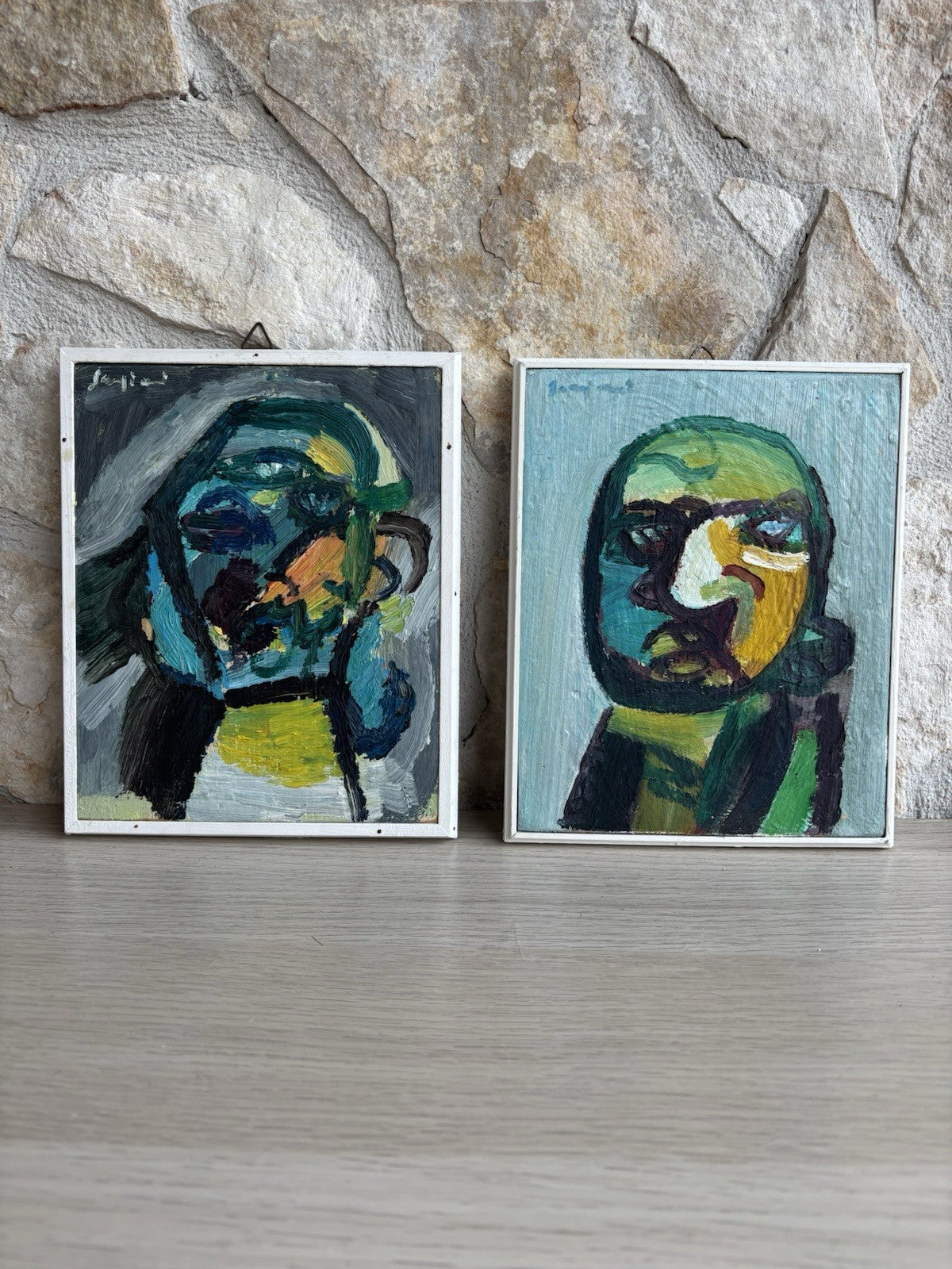 Coppia di quadri -Figure Astratte- Mario Sangiovanni dipinti ad olio