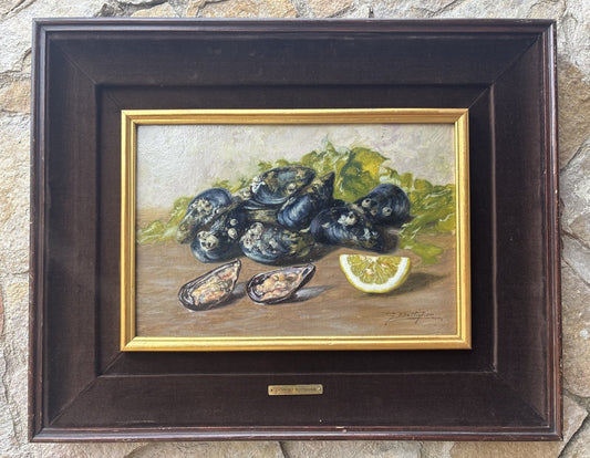 Quadro -Cozze- Gennaro Bottiglieri- dipinto a olio