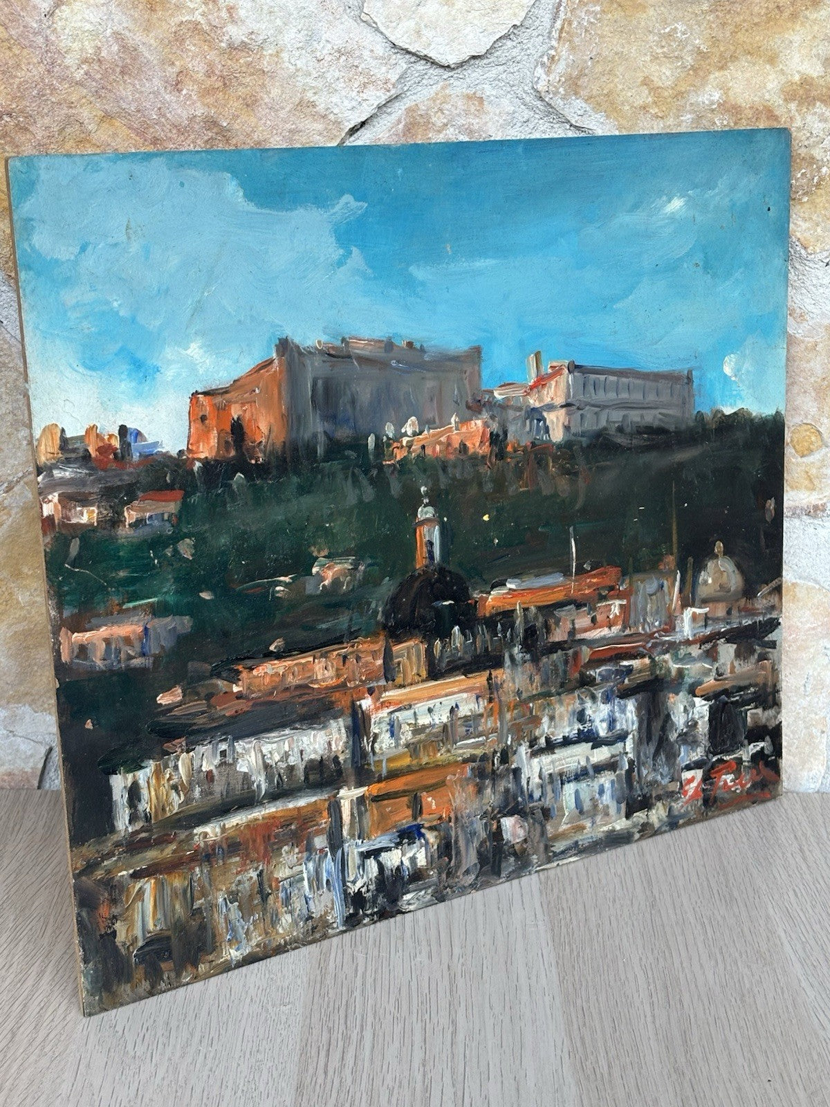 Quadro -Paesaggio Con Case- Giovanni Pane dipinto a olio