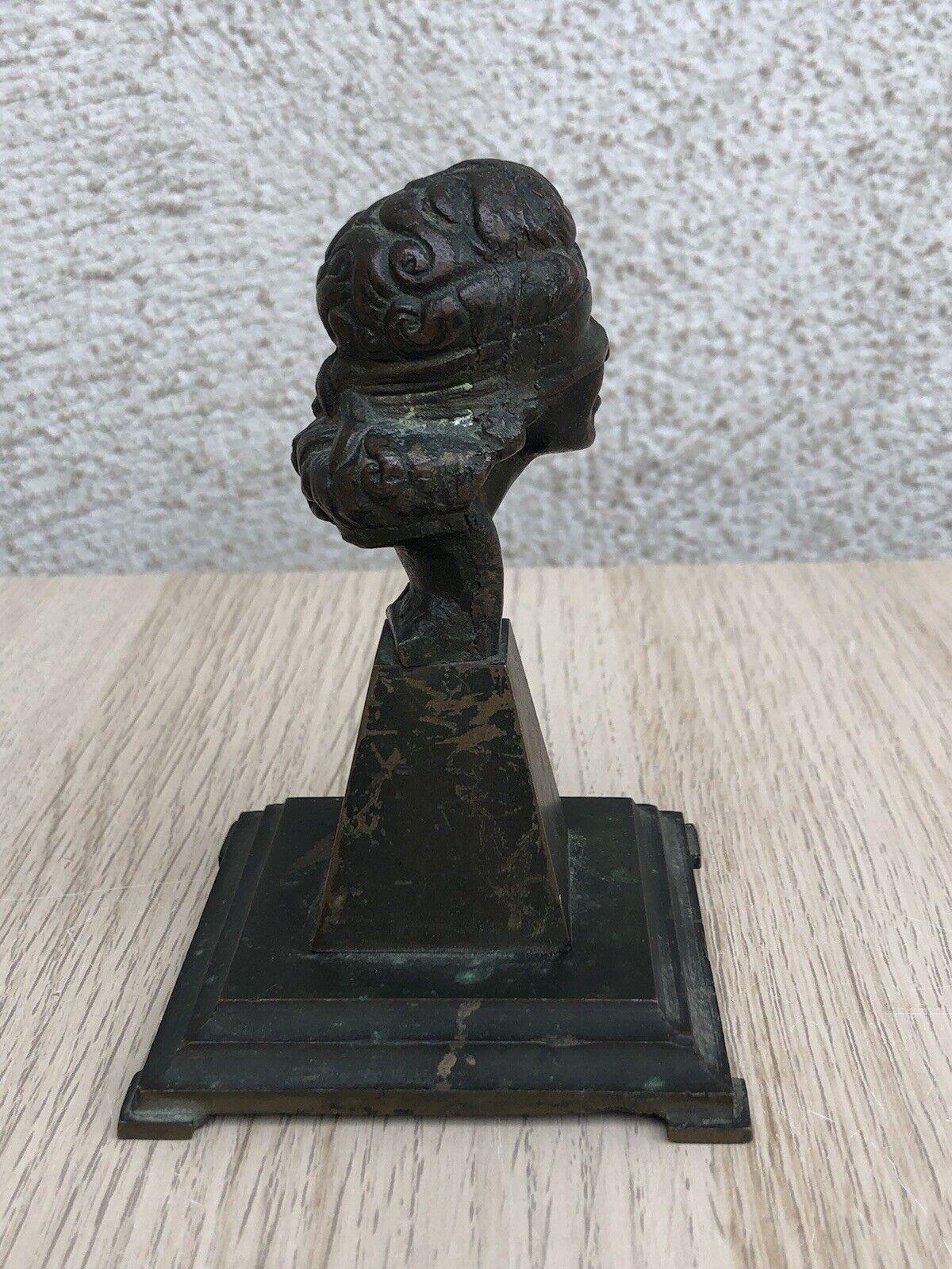 Scultura Vintage Dea Bendata In Bronzo