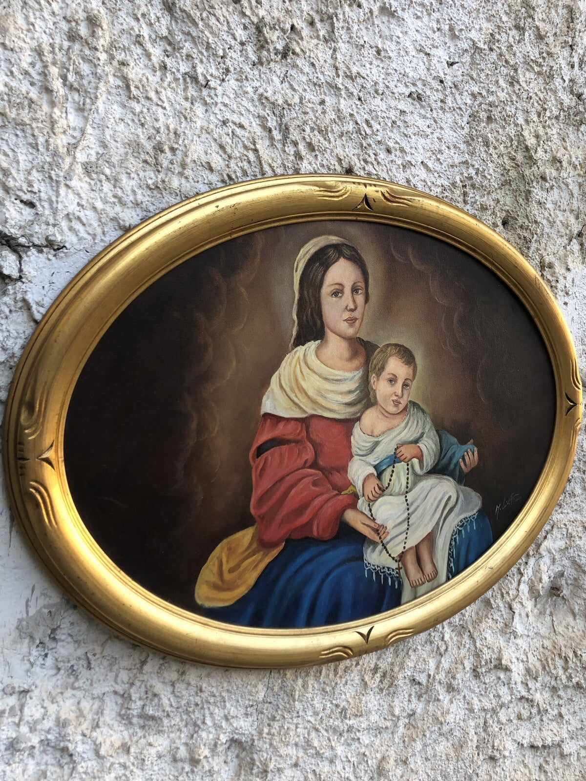 Quadro vintage -Madonna Del Rosario- dipinto a olio
