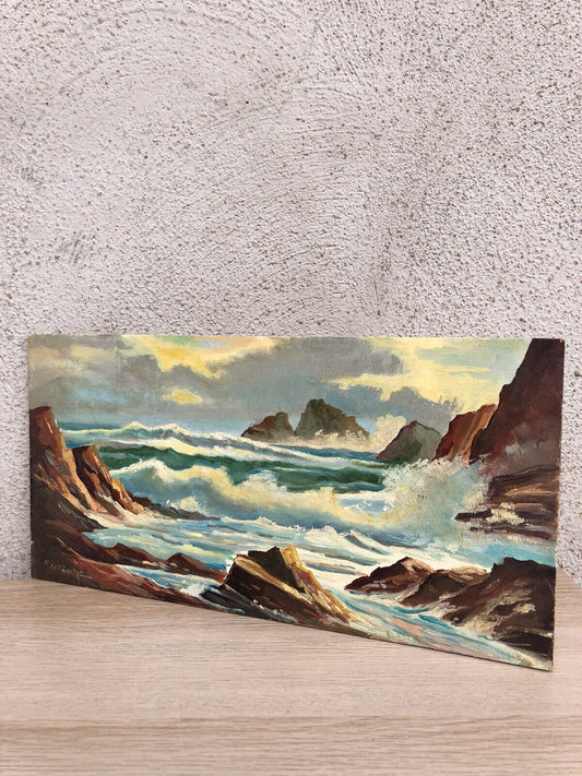 Quadro vintage -Mareggiata-dipinto a olio
