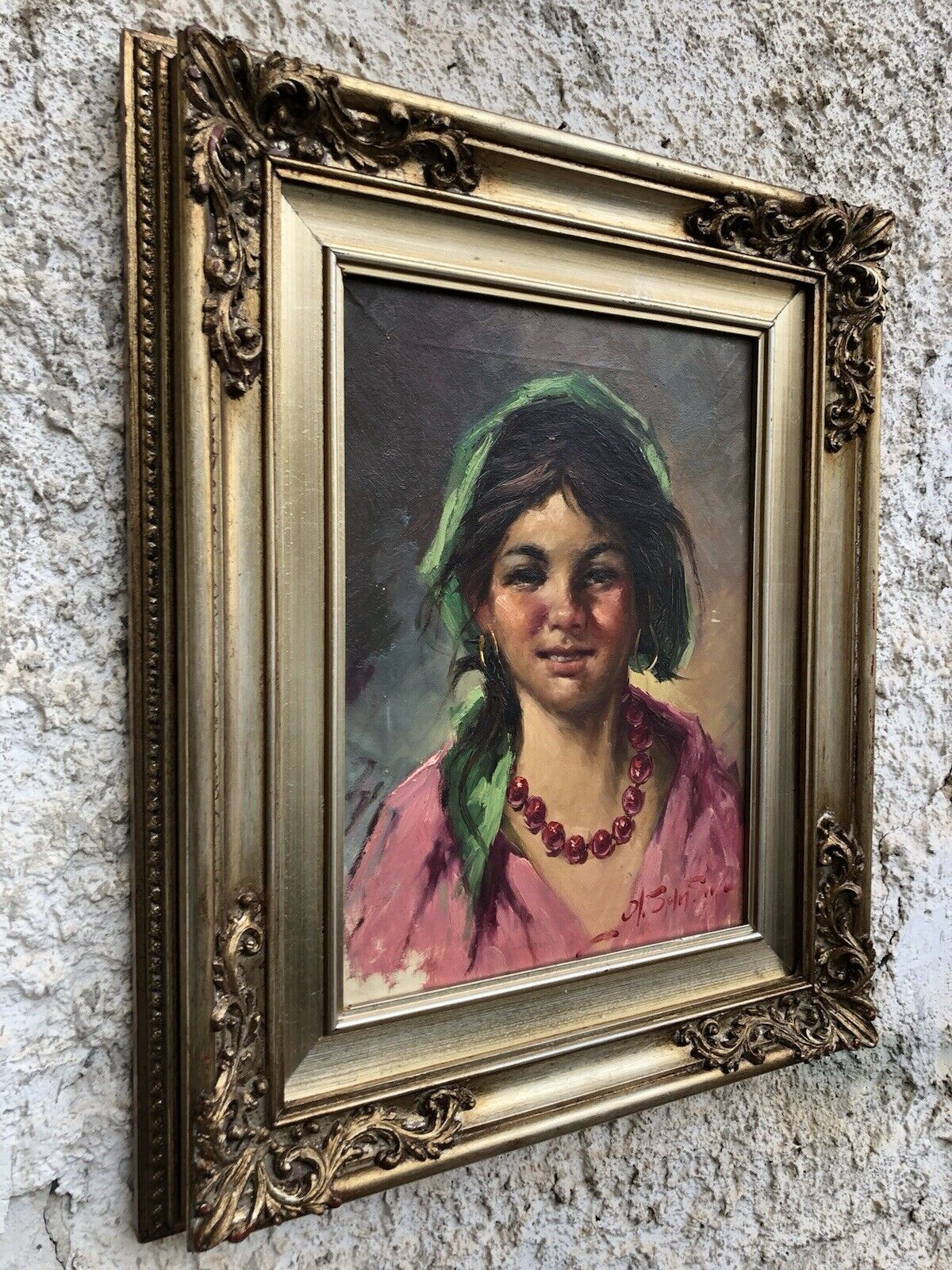 Quadro vintage -Fanciulla- dipinto a olio su tela