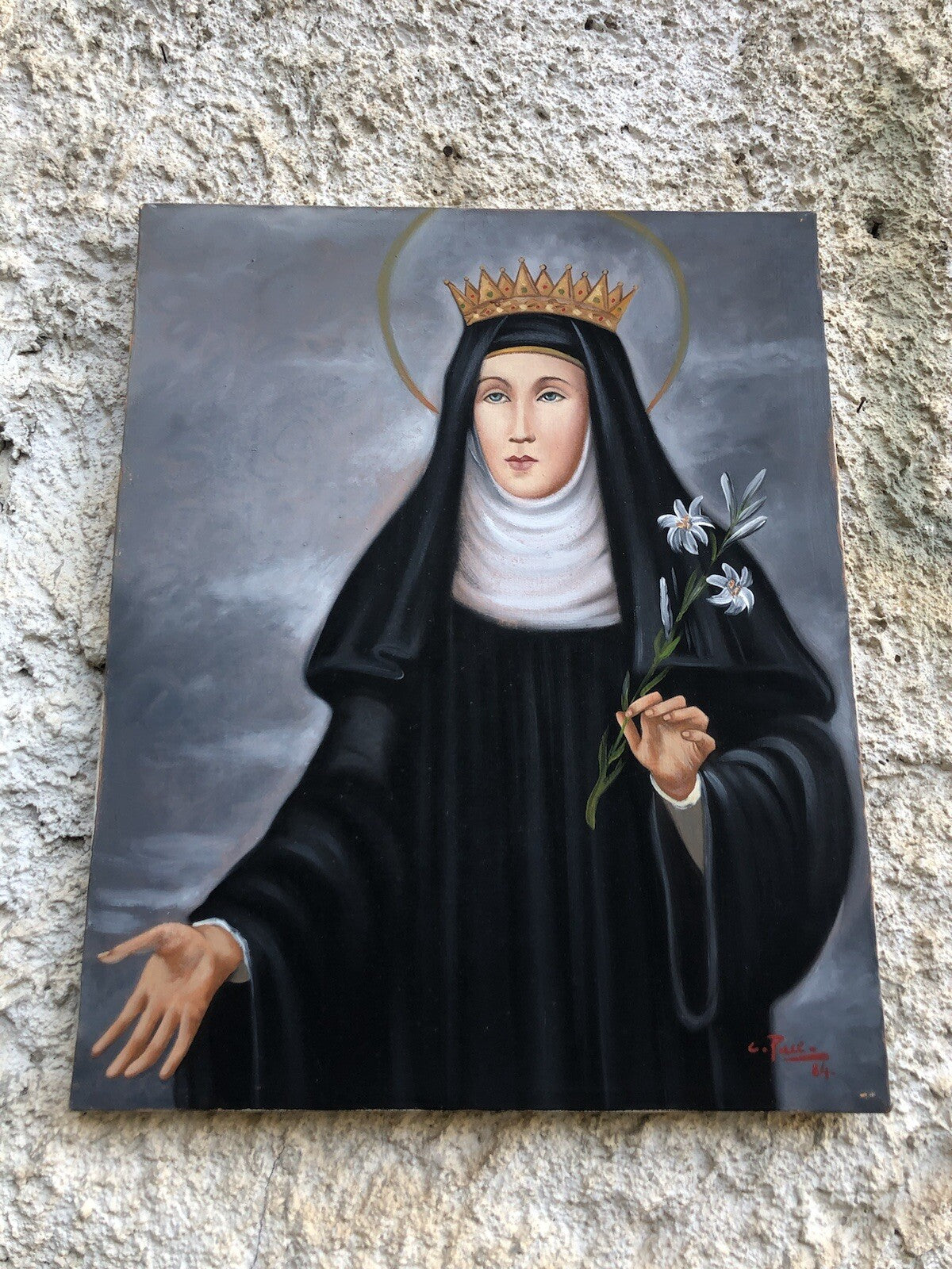 Quadro vintage -Santa Patrizia- dipinto a olio su tela