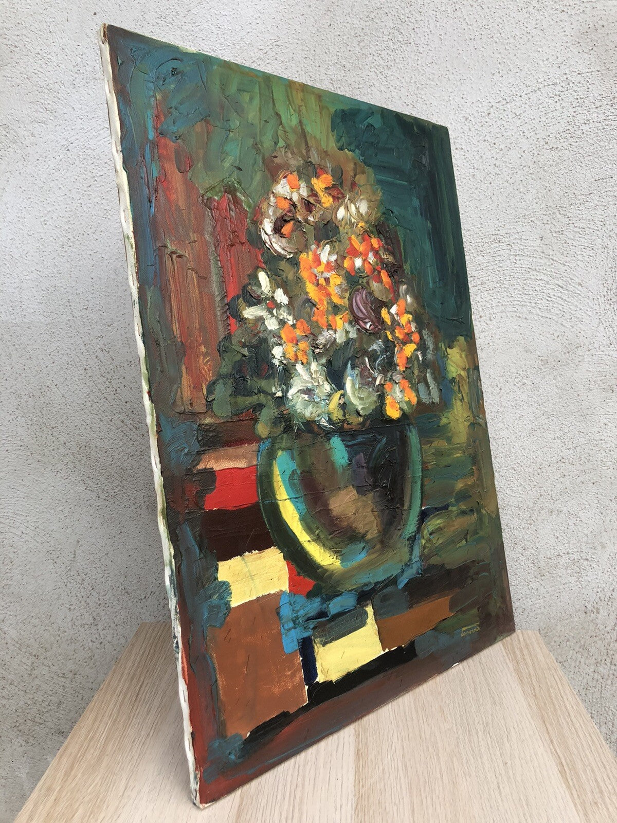 Quadro vintage -Vaso Con Fiori- dipinto a olio su tela