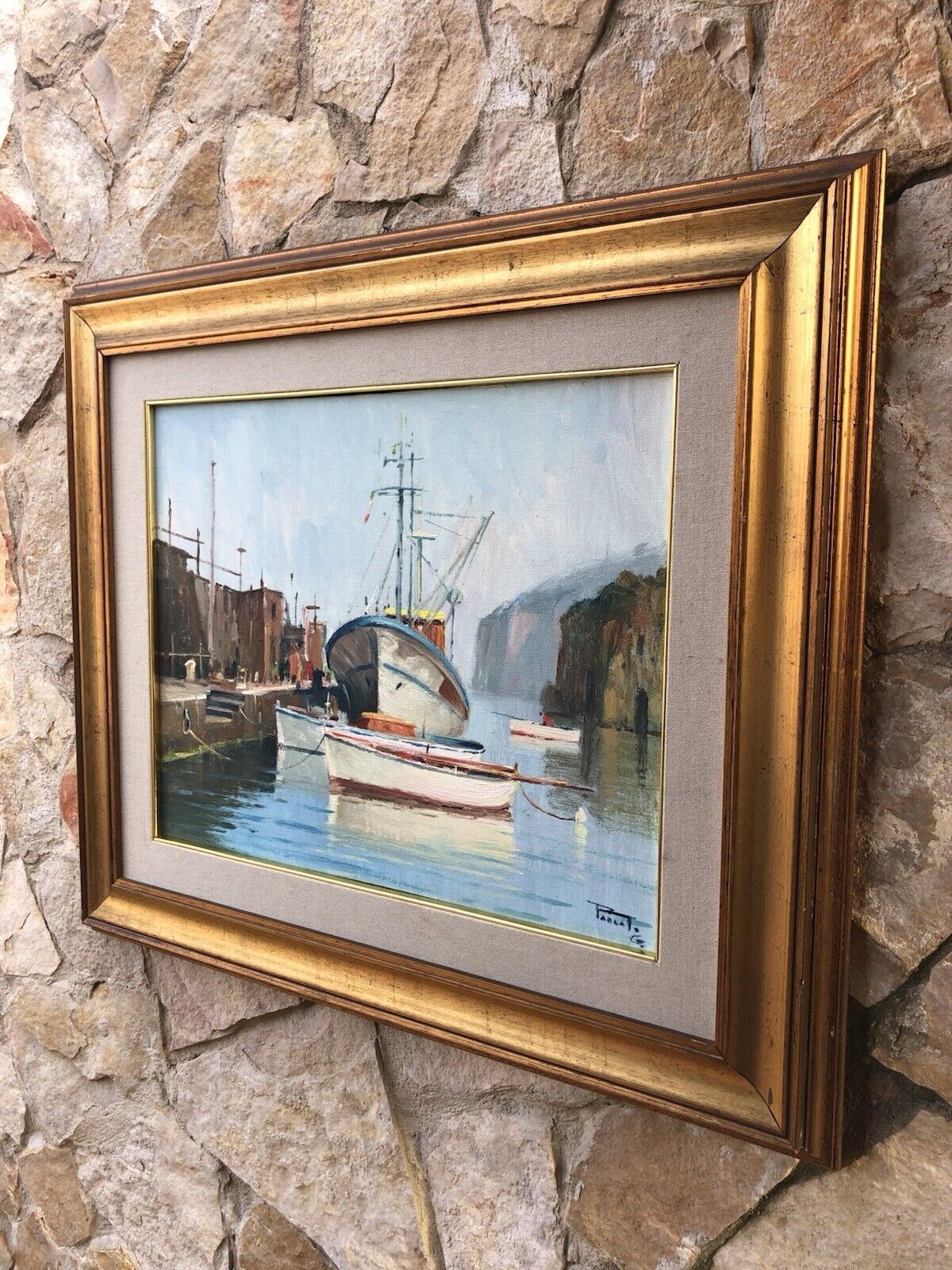 Quadro -Barche All’Ormeggio- dipinto a olio su tela