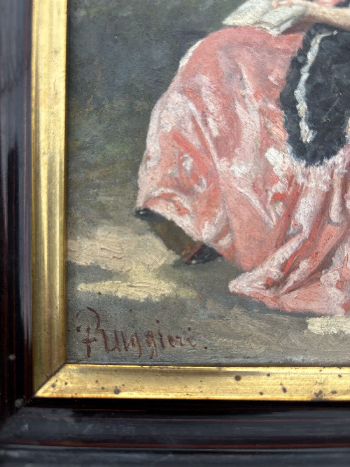 Quadro antico -Figure Di Nobili- Ferdinando Ruggieri- dipinto a olio su tavola