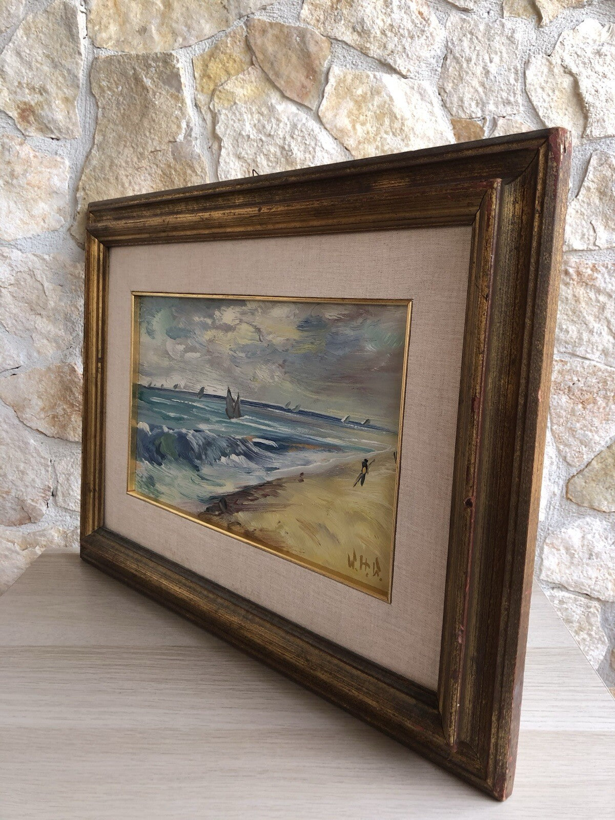 Quadro -Marina- dipinto a olio su tavola