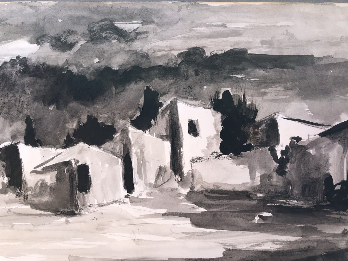 Quadro -Paesaggio- Antonio Bertè realizzato a china su carta