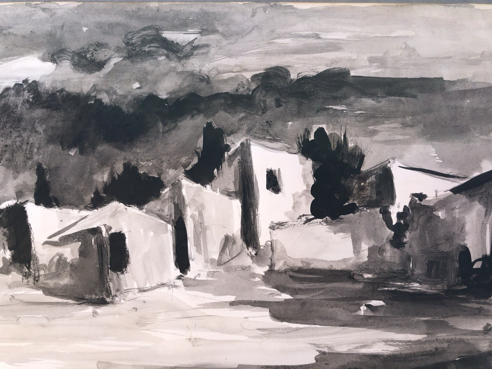Quadro -Paesaggio- Antonio Bertè realizzato a china su carta